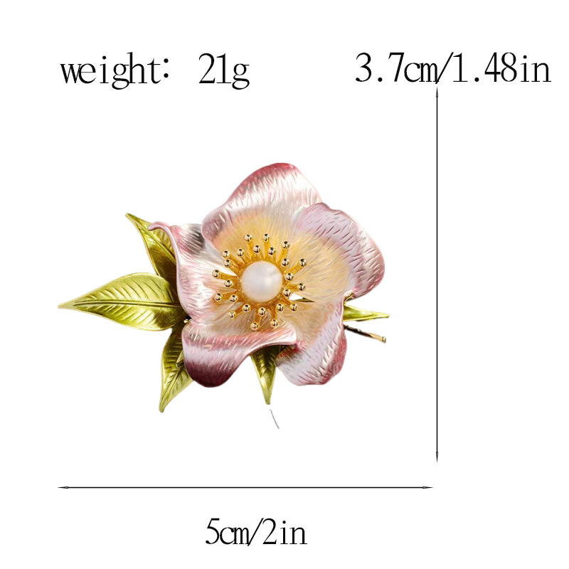Korean Fashion Enamel Painted Flower Cardigan Anti-Exposure High-End Camellia Brooch Suit Accessory_voghion.com