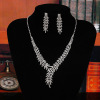 Accessory for bride, jewelry, set, necklace and earrings, diamond encrusted, wholesale