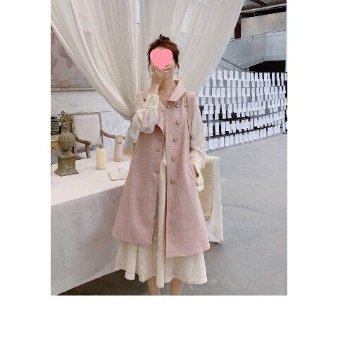 小香风套装女2025春秋季新款韩版马甲外套收腰蕾丝连衣裙两件套装|undefined