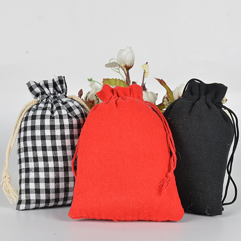 彩色帆布束口袋批发棉麻拉绳收纳袋棉布收口袋现货绒布防尘抽绳袋