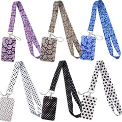 足球波點紋理表情手機掛繩卡套U盤吊繩織帶工作公交掛牌硬質卡套