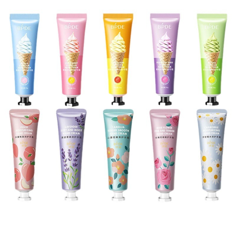 Biandi, crema de manos de helado de vainilla, hidratante, anti-sequeo, crema de manos para la piel de otoño y invierno, pequeño valor facial.