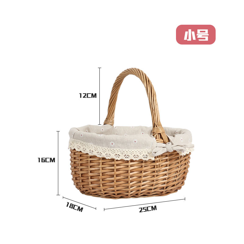 Cesta de huevos de mimbre cesta de verduras cesta de almacenamiento portátil cesta de regalo de fruta de huevo pastoral gran tamaño pequeño cesta de picnic