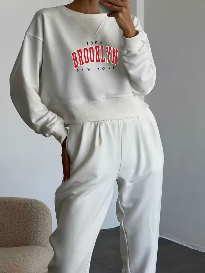 Damen Fleece-jogginganzug Mit Rundhals Für Herbst Und Winter_voghion.com