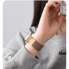适用iwatchS10手表带链米兰苹果8apple9简约磁吸透气S7SE金属男女