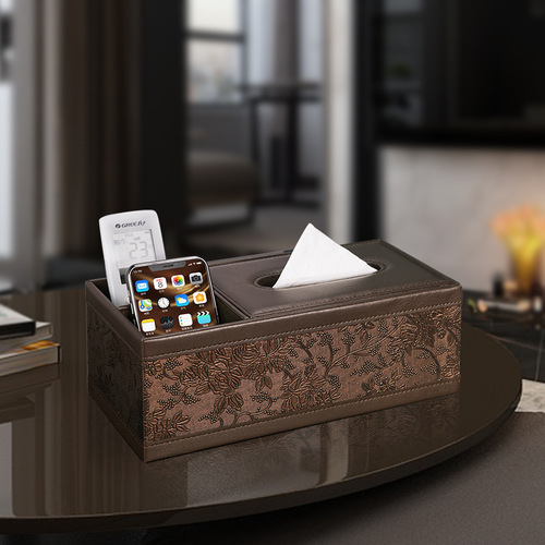 Multi-functional leather paper towel holder living room coffee table tissue box remote control storage box creative home European storage box