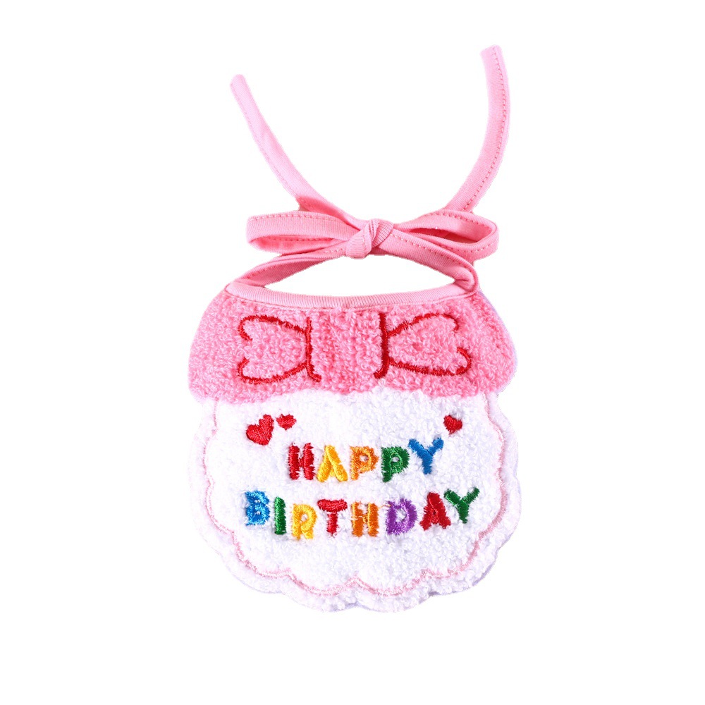 Mascota gato perro bordado Feliz cumpleaños accesorios arco babero peluche dibujos animados lindo babero image 6