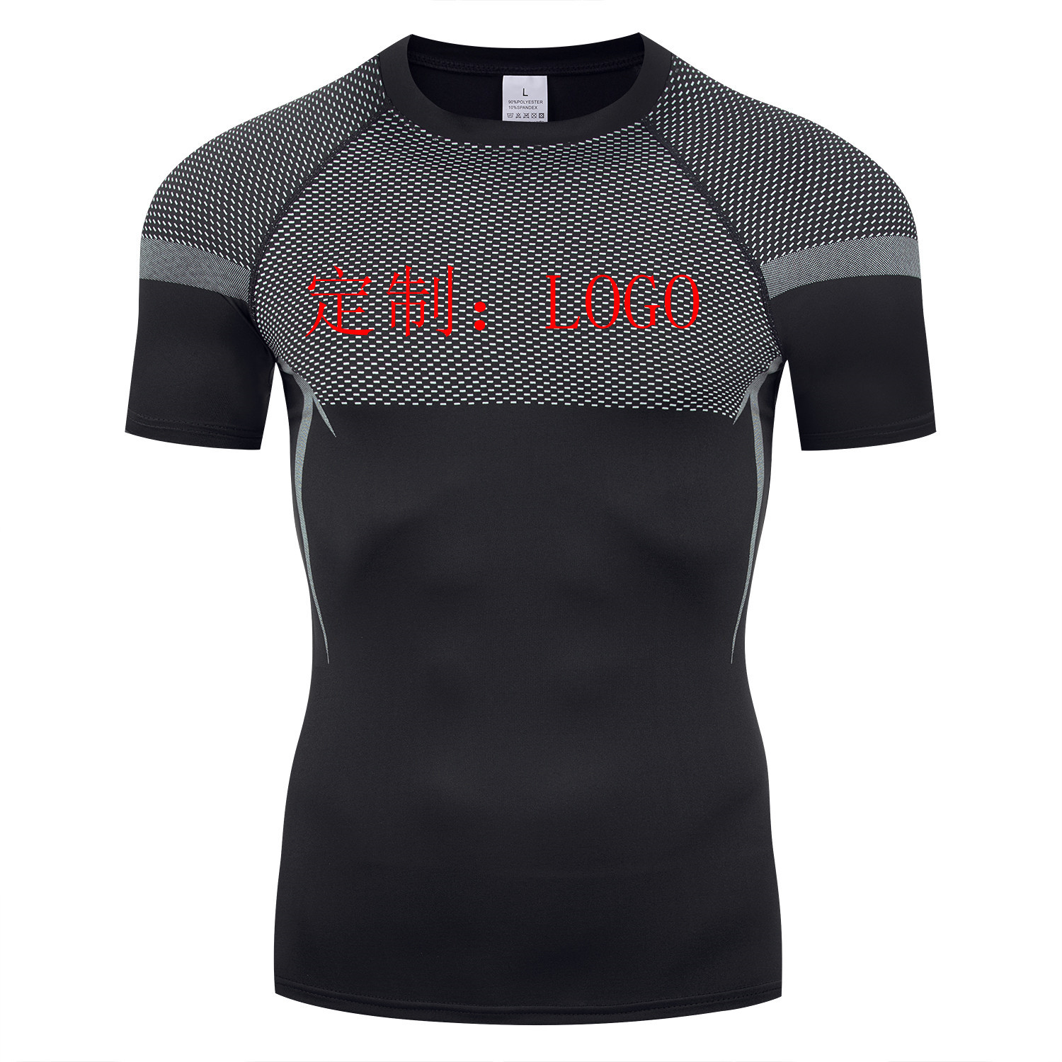 GYM Europa y América hombre moda compresión de cuello redondo camiseta de secado rápido apretada transpiración fitness correr camiseta deportiva de manga larga