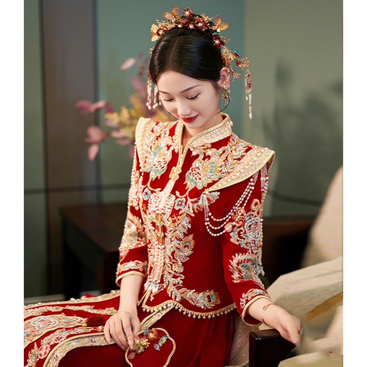 秀禾服新娘2023新款结婚婚纱敬酒服重工出门服中式婚服龙凤褂秀和-阿里巴巴