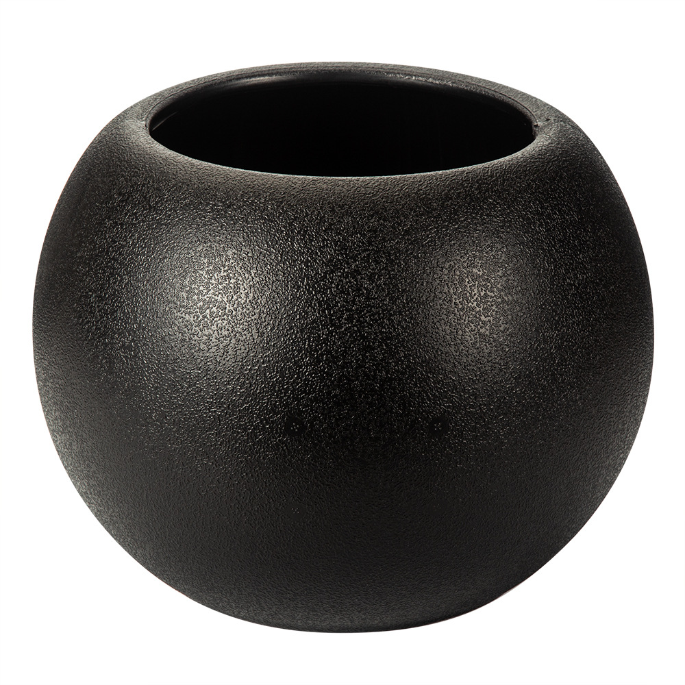 Maceta de plástico esférica de imitación de roca al por mayor de fábrica Maceta decorativa de planta de simulación de piso grande Maceta de árbol de caucho de diamante negro