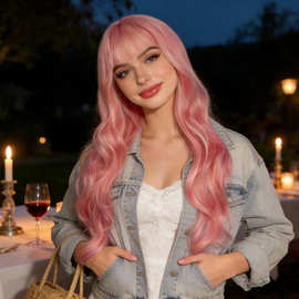 假发女长发外贸空气刘海个性彩色长卷发lolita化纤全头套厂家现货