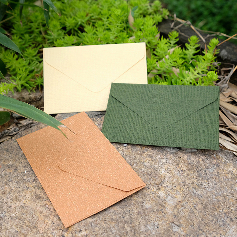 Member Card Set Western-style Special Paper Linen Textured Retro Triangle Blank MINI Mini Small Card Envelope