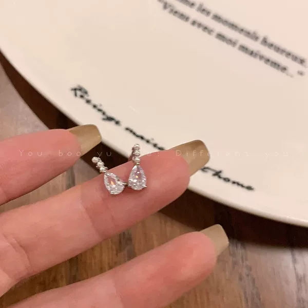 Luxury Zircon Water Drop Earrings for Women, Autumn and Winter, Sophisticated and Exquisite, Niche Design, High-End Ear Accessories