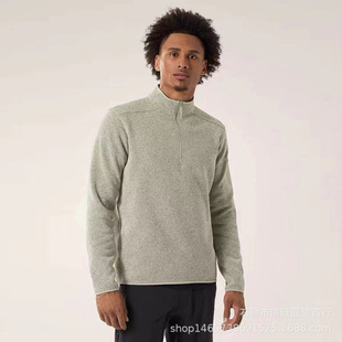 2025 Autumn Men's Fleece Half-Zip Base Layer Jacket with Fleece, Warm Stand Collar Jacket, Mountaineering Clothing Wholesale