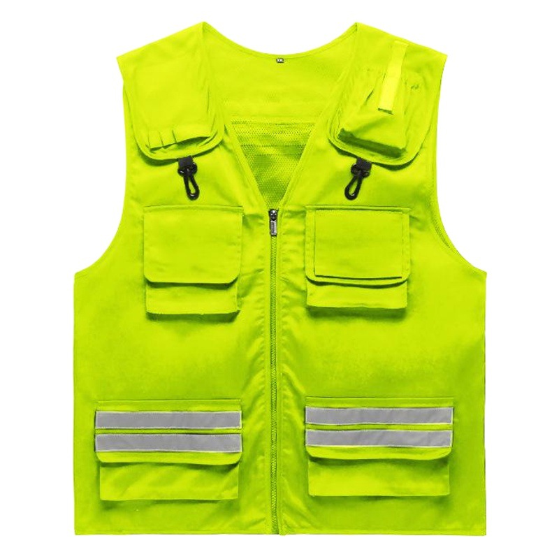 Customized Reflective Vest with Multiple Pockets, Outdoor Traffic Vest, Work Vest, Fishing Vest, Workwear Style Vest