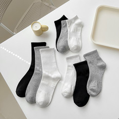 白色襪子女春秋中筒棉襪ins潮黑色情侶運動長襪棉長筒襪