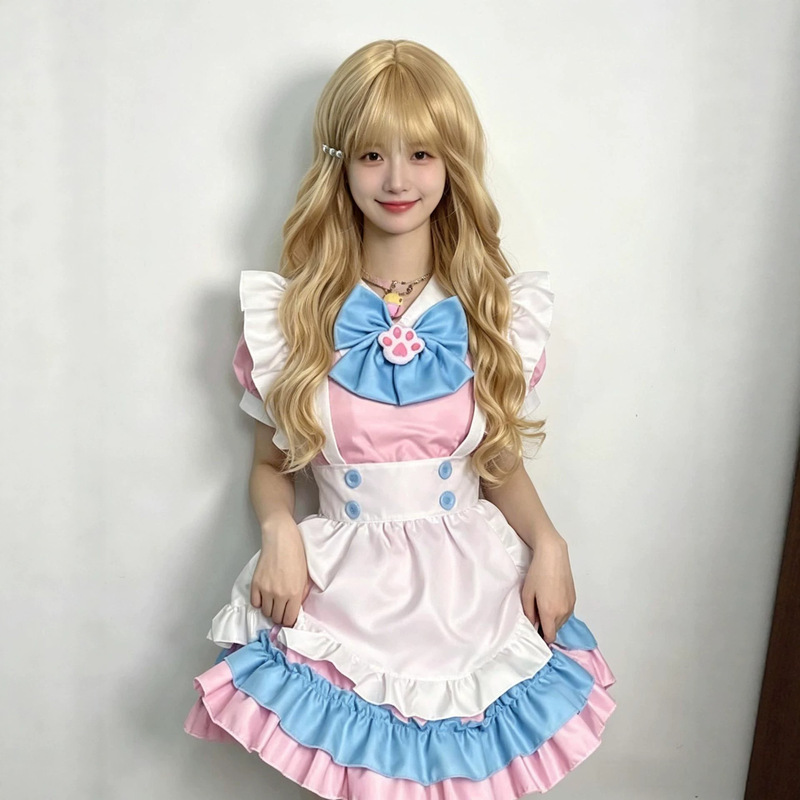 Wholesale Factory Supply of Women's Long Curly Wigs in Off-White and Golden Colors, Large Wave Synthetic Fiber Machine-Made Wigs