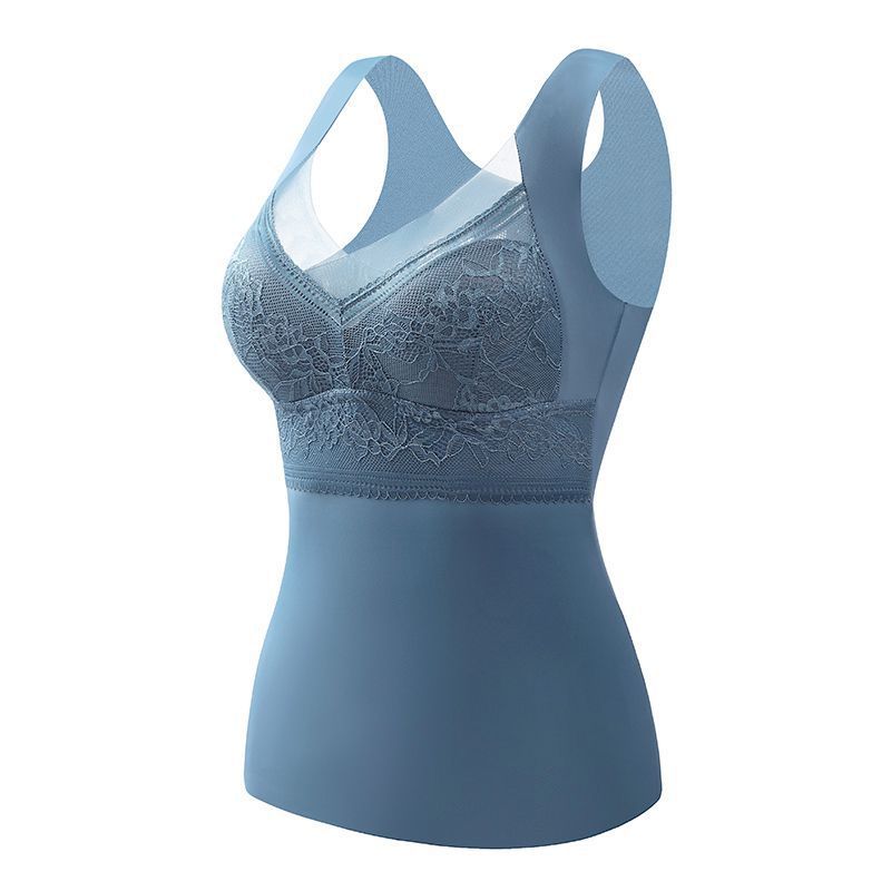 Summer Bra Ice Silk Women's Lace Vest with Integrated Chest Pad Breathable Cool Backless Lingerie Plus Size Underwear