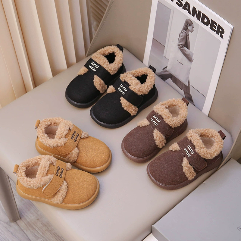 Baby хлопчатобумажная обувь зимой 2024 новая мода дикая обувь для девочек среднего и среднего возраста плюс бархатная ступенчатая обувь хлопчатобумажная обувь