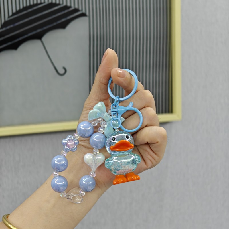 Acrílico cristal pato cuentas llavero lindos colgantes bolsos exquisitos colgantes muñeca máquina pequeños regalos al por mayor