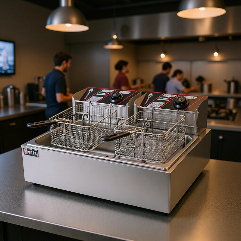 丰越 220V单缸双筛炸炉电炸炉油炸锅炸油条炸鸡块炸排骨撸串串12L