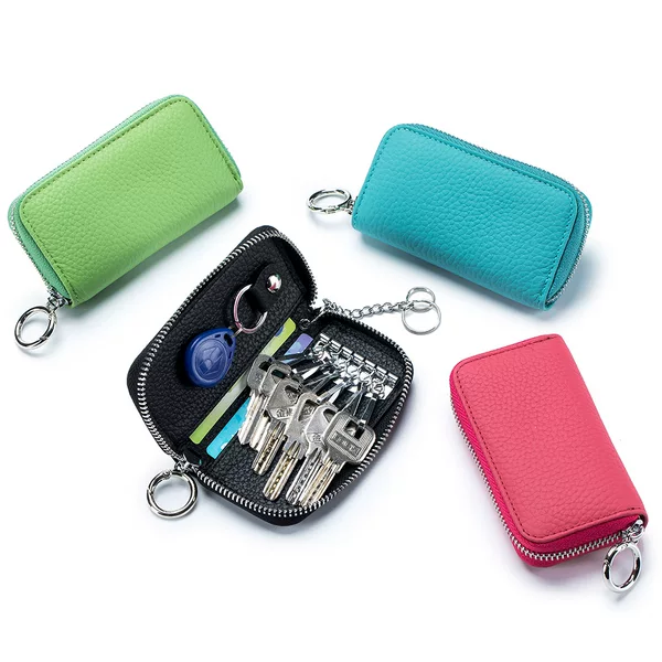 Genuine leather Korean and Japanese style portable key bag for women, card holder, key case, multifunctional, stylish, suitable for home use, universal car key bag