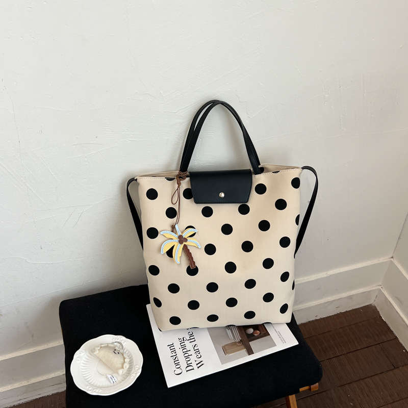 Bolsa de gran capacidad para viajar mujeres 2026 verano nuevo estilo coreano Zhong wave punto tote bag casual simple mochila image 7