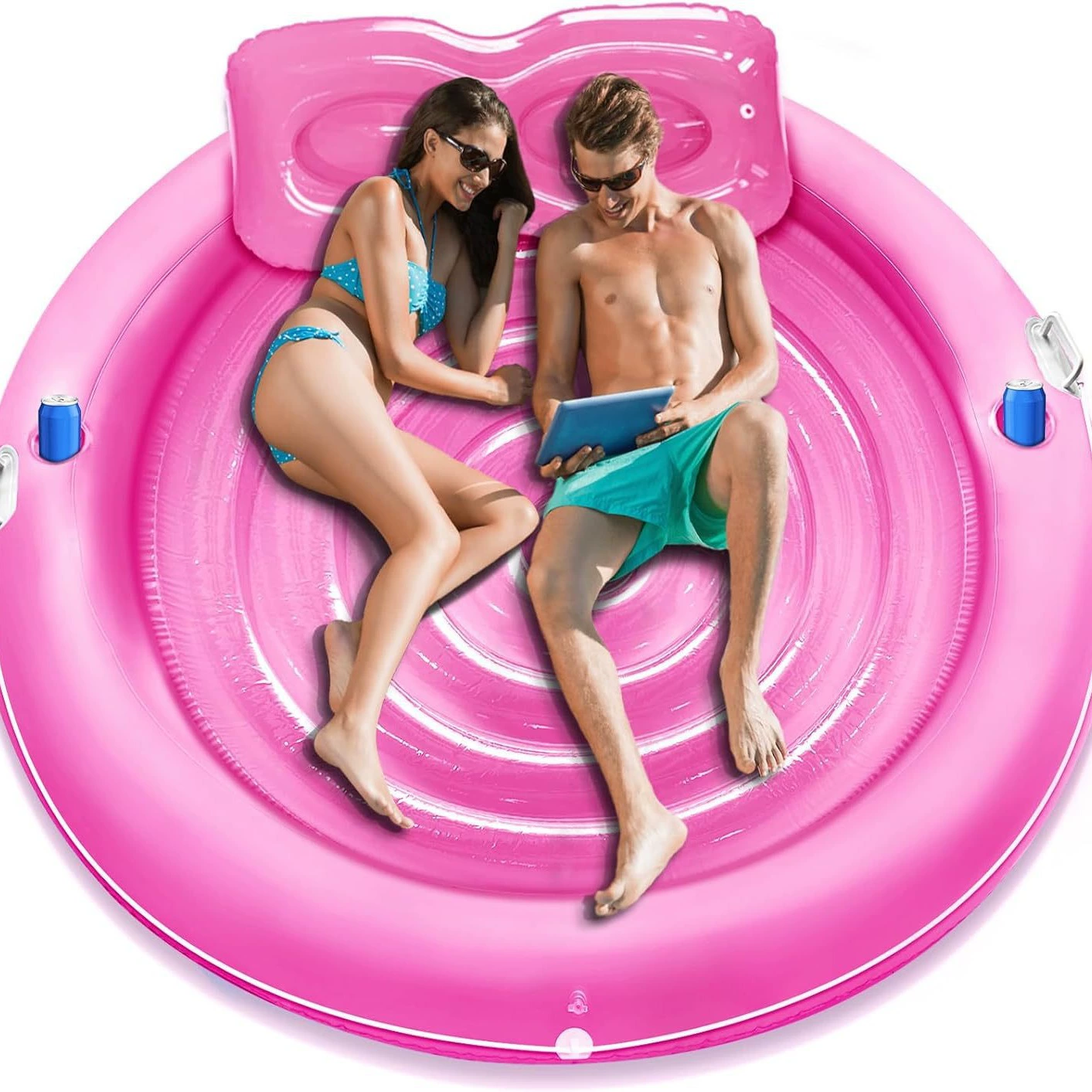 Трансграничная поставка двойной летний бассейн надувной круглый плавучий водяной кровать на открытом воздухе загар красивый черный бассейн амфибия