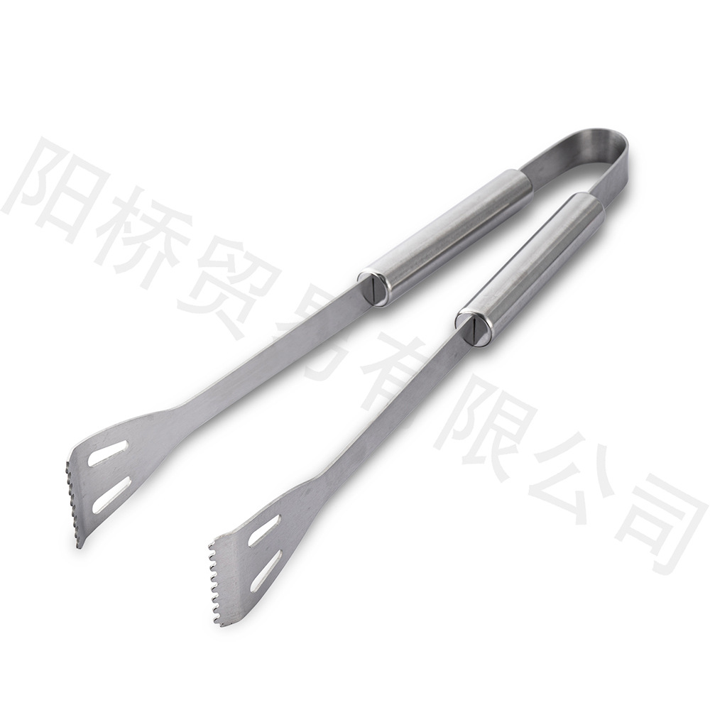 Fábrica Amazon barbacoa al aire libre traje combinación de acero inoxidable barbacoa herramienta tenedor pala clip cuchillo tubo redondo mango herramienta