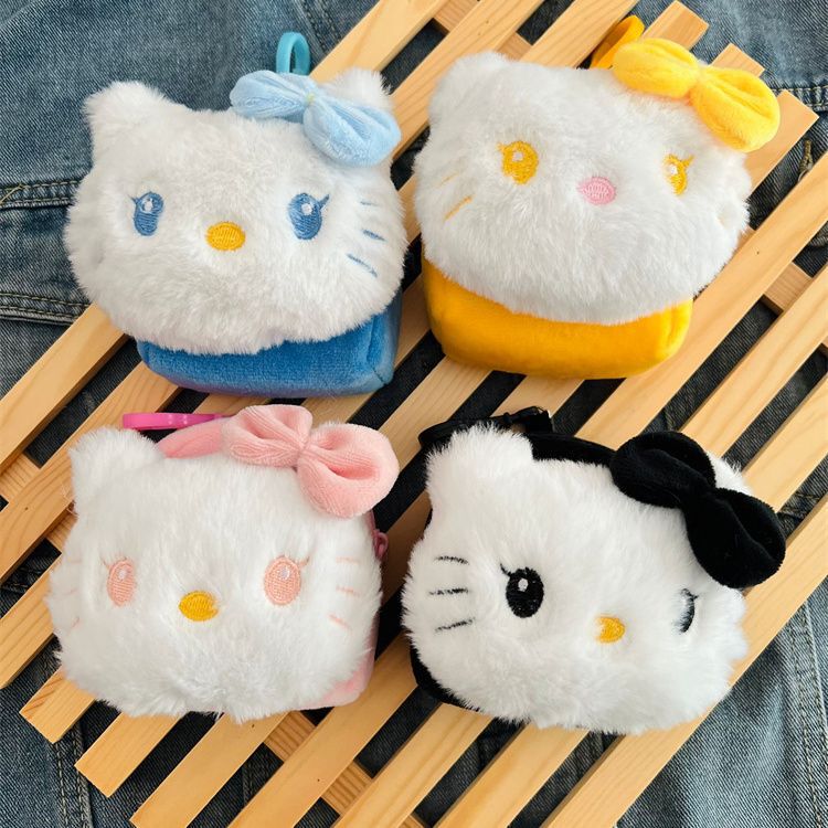 Hello Kitty Creative New Plush Coin Purse Cute Girly Heart Carry-On Mini Bag Cosmetics Bag