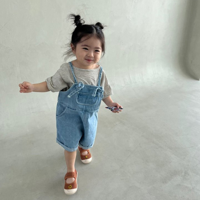 Kids' and Toddlers' Jeans in Korea for Summer 2023 - New Fashionable Casual Denim Overalls with Belts Trend