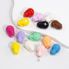 亚克力万圣节恐怖系列骷髅头3D立体滴胶DIY饰品硅胶散珠现货批发