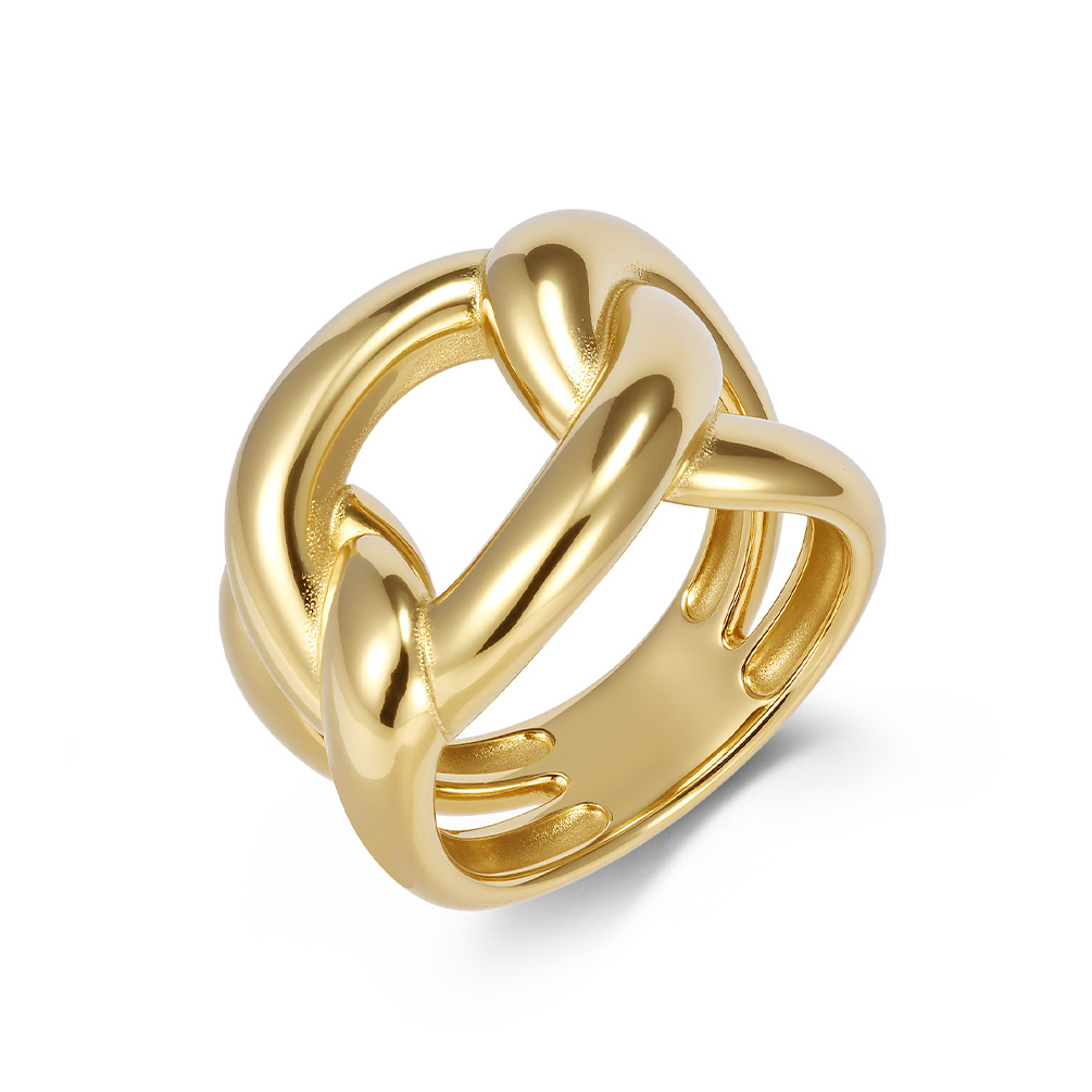 Women's Titanium Steel Ring Style Minimalist Geometric Design Smooth Surface Irregular Shape Fashion Cuban Chain Jewelry_voghion.com