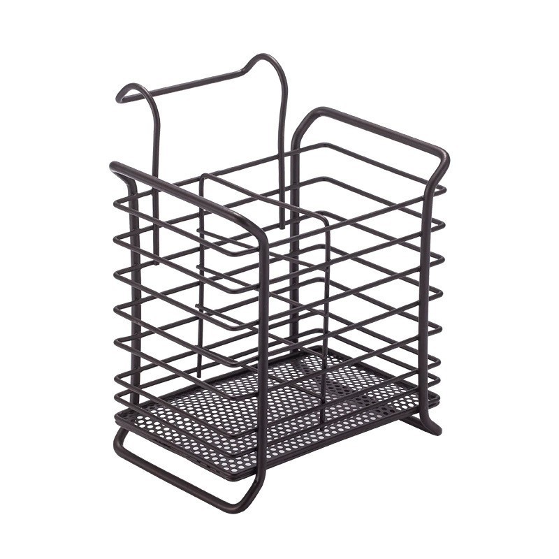 Estante de almacenamiento para encimera para utensilios de cocina domésticos, soporte cuadrado creativo para palillos, almacenamiento de cuchillos y tenedores, jaula redonda para palillos.