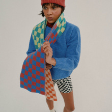 苏格兰HOWLIN'同款围巾男女同款多巴胺彩色棋盘格围巾围脖保暖