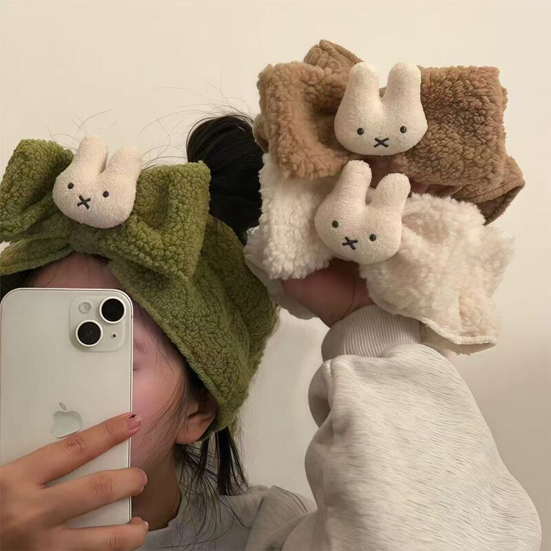 Cute Miffy Headband Bow Elastic Shampoo Miffy Hair Band Face Wash Sleep Hair Care Ring Makeup Hair Accessories