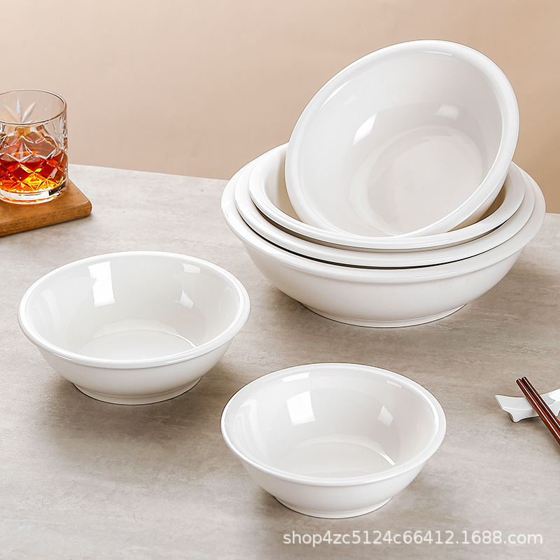 Tazón de cerámica doméstico blanco puro gran tazón de sopa para suministros de hotel tazón de pescado enchufe tazón y tazón de mesa de comedor