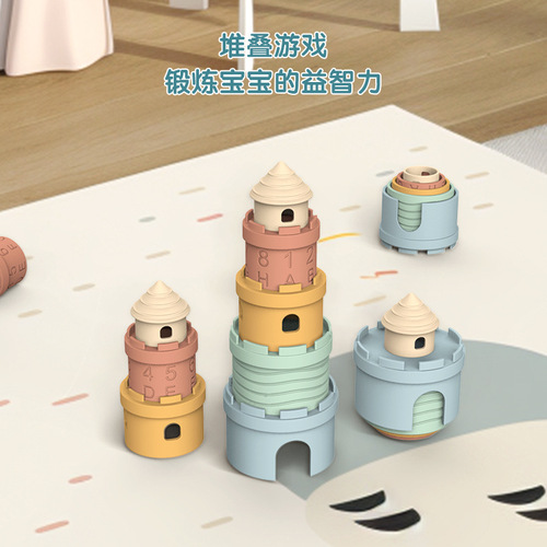 Amazon's new Jenga teether baby grip anti-eating hand teether pile of Jenga castle children's toys