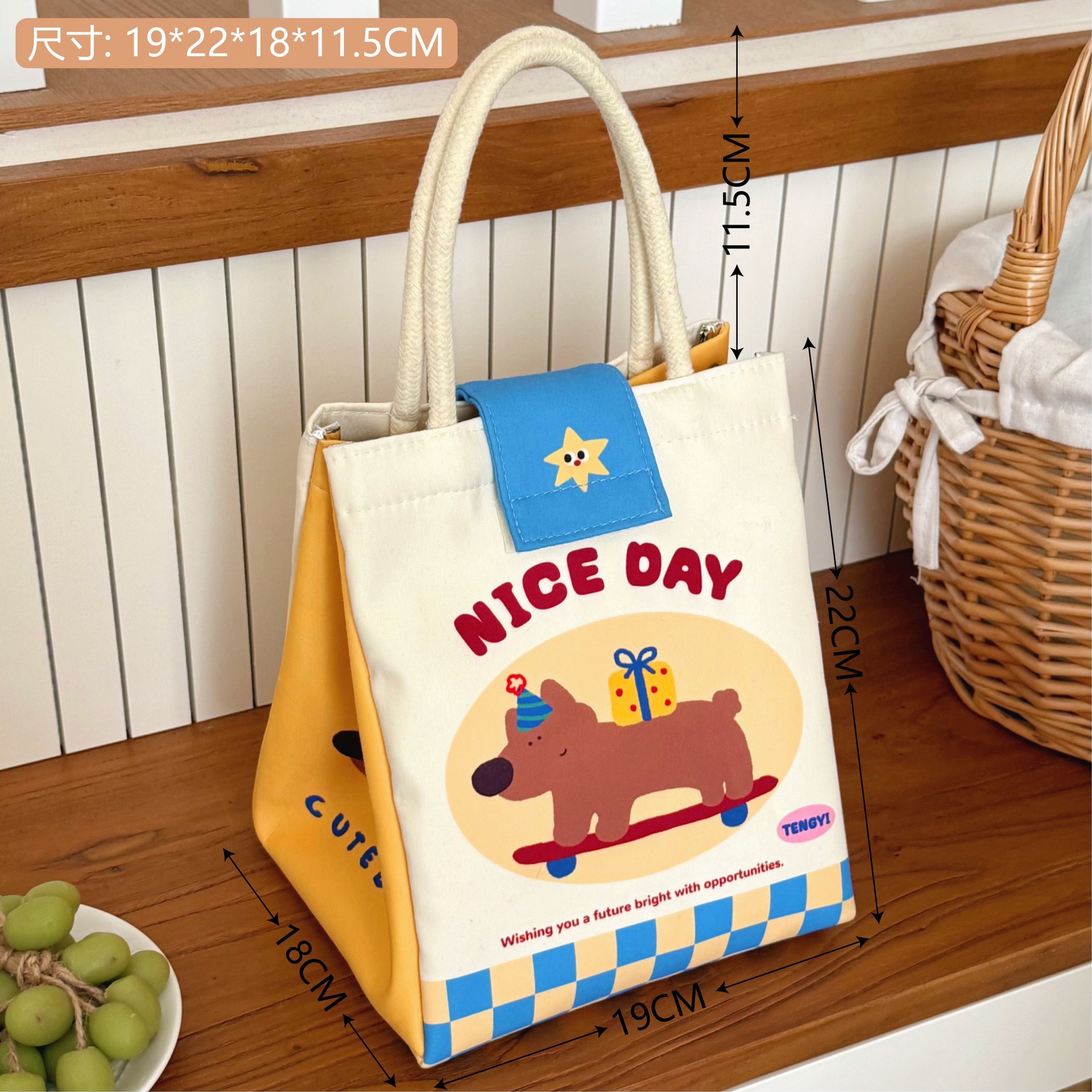 Tengyi original lindo bolso de almuerzo de oficina bolsa de gran capacidad bolsas de preservación de calor de dibujos animados bolsas de almuerzo de estudiantes