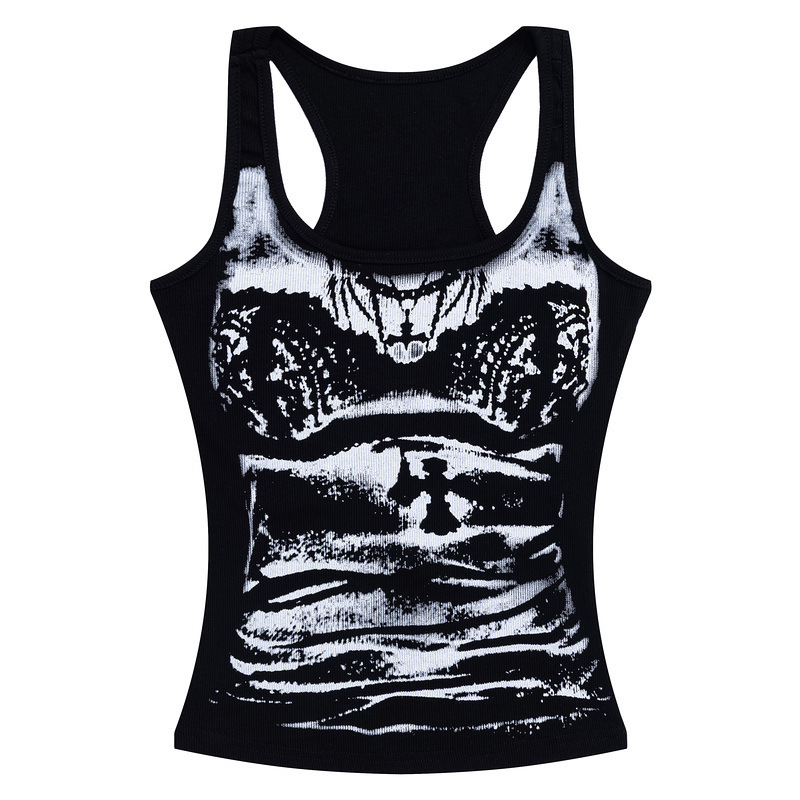 Y2K Subculture Spicy Girl Sleeveless Tank Top for Women, New Summer Dance Style, Slim Fit, Waist-Cinching Camisole Top, Visual Style