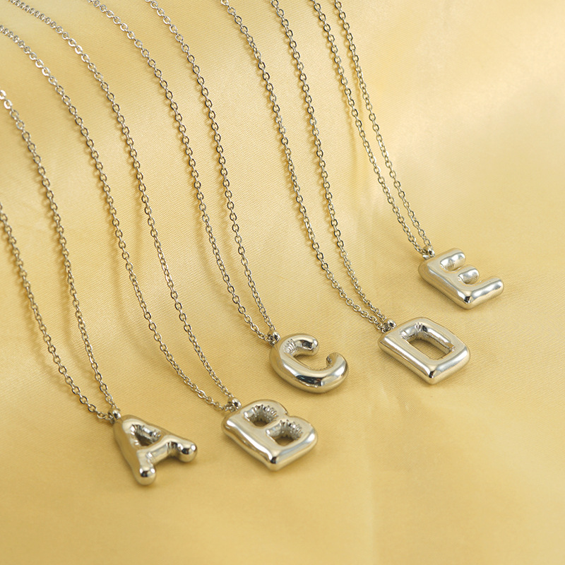 304 Stainless Steel Chain Material cable chain Chain Type 304 Stainless Steel Casual Elegant Polishing Letter Pendant Necklace