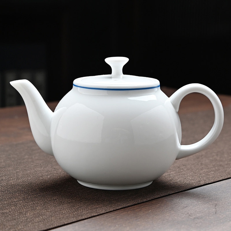 Jade-Colored Teapot Kung Fu Tea Set for Home, Living Room, Office, High-End Dehua Ceramic Tea Brewing Pot