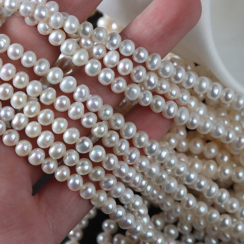 4.5-5mm近圆强光微瑕天然淡水珍珠散珠半成品裸珠diy穿珠饰品配件