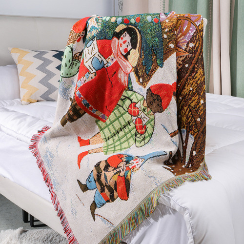 Internet celebrity blanket jacquard tapestry Christmas sofa towel Bohemian sofa blanket anti-cat claw sofa towel blanket thick