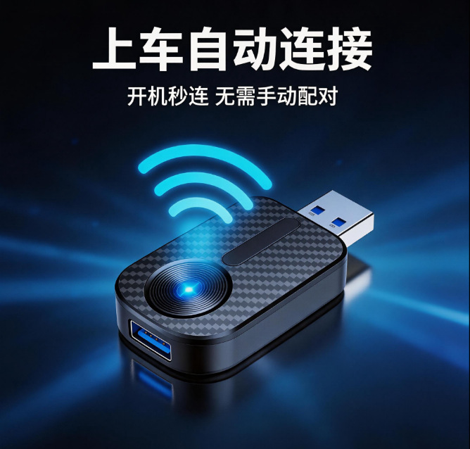 [Wholesale Supply] USB Wireless CarPlay Adapter: Converts your car's wired connection to wireless, plug-and-play