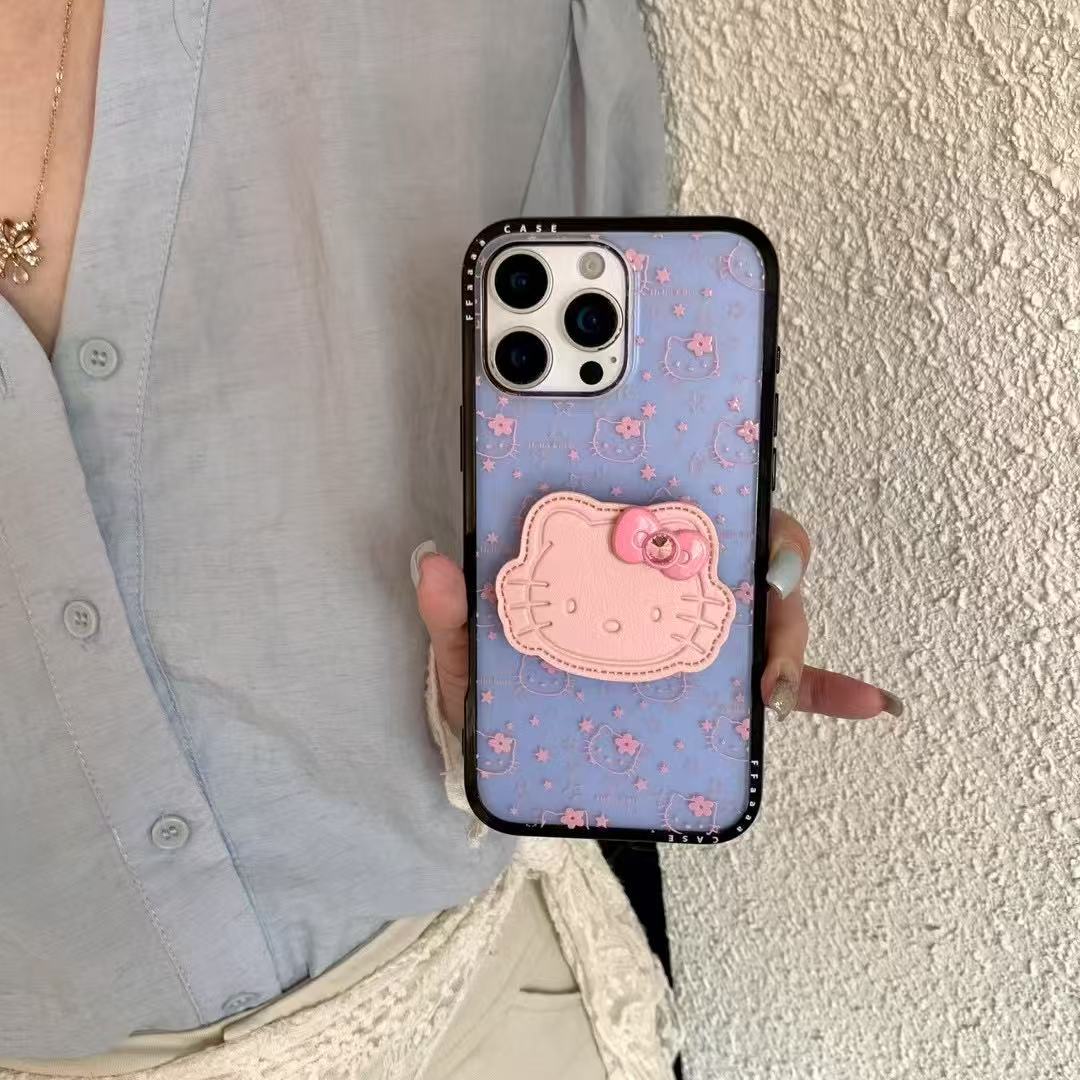 Estrella coreana flor gato para Apple 16ProMax funda para teléfono móvil 15Pro chica 14/13 soporte 15PM