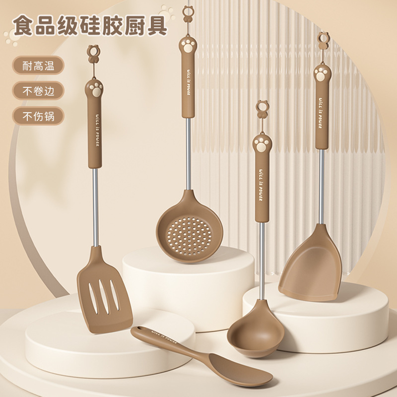 Maifanite spatula easy to clean silicone home high color value soup spoon high temperature resistant spatula suit cooking spatula spatula