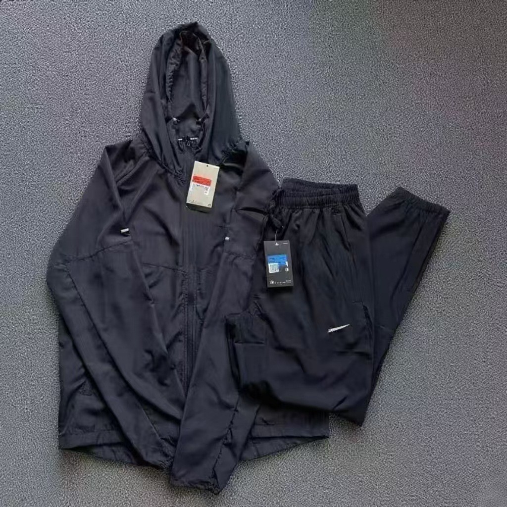 In-Stock Autumn and Winter Set 2025 New Quick-Dry Ice Silk Pants Sports Casual Jacket Zipper Hooded Sun Protection Clothing for Men