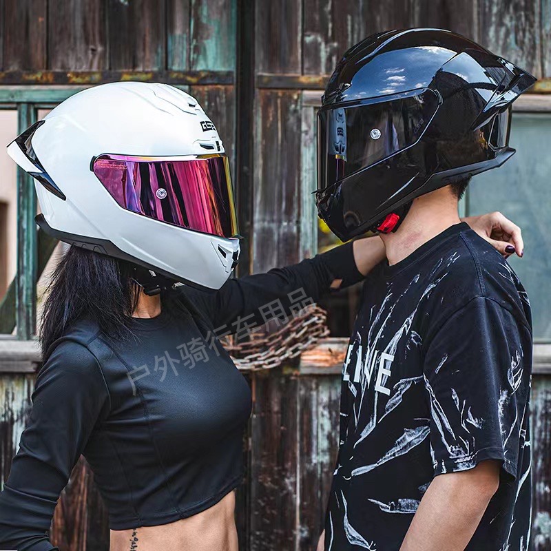 GSB361GT Motorcycle Helmet Full Face Men Women Fluorescent Black Pearl White
