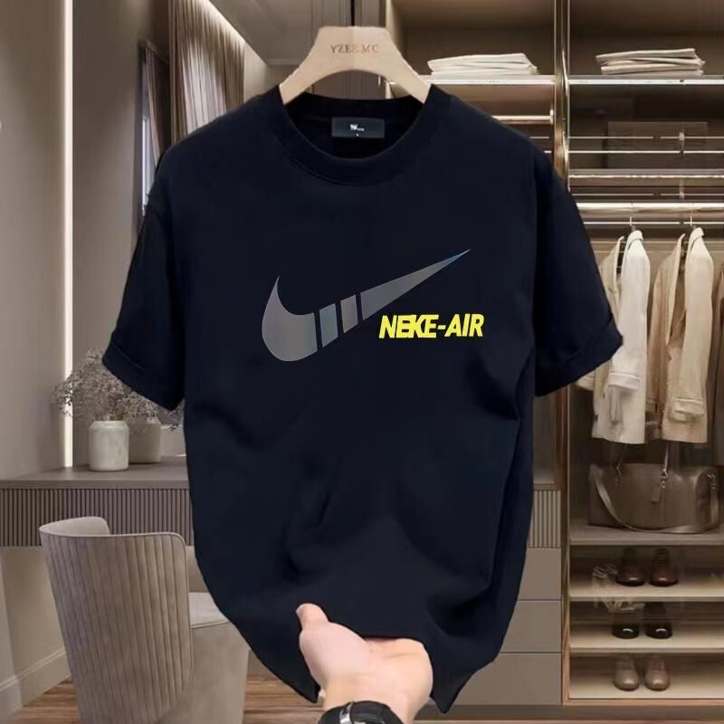 2025 Summer New Cotton Printed Short-sleeved T-shirt Men's Trendy Brand Round Neck Loose All-match Korean Style Trick Handsome Top 2025 Summer New Cotton Printed Short-sleeved T-shirt Men's Trendy Brand Round Neck Loose All-match Korean Style Trick Handsome Top